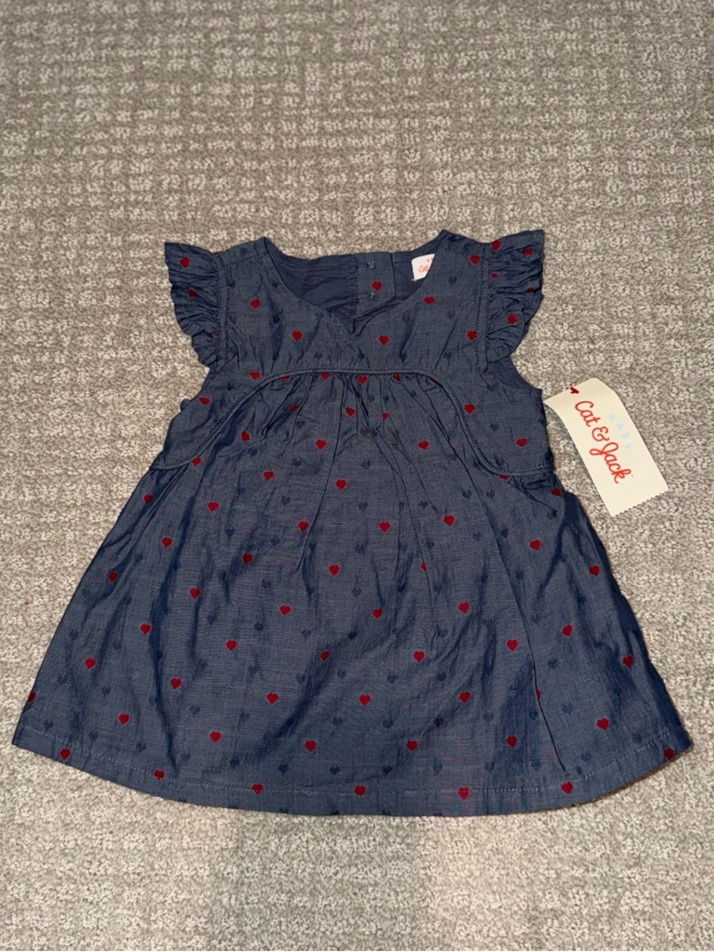 Cat & Jack Girls Heart Flutter Sleeve A-Line Knee Dress with bloomers Size 6-9M